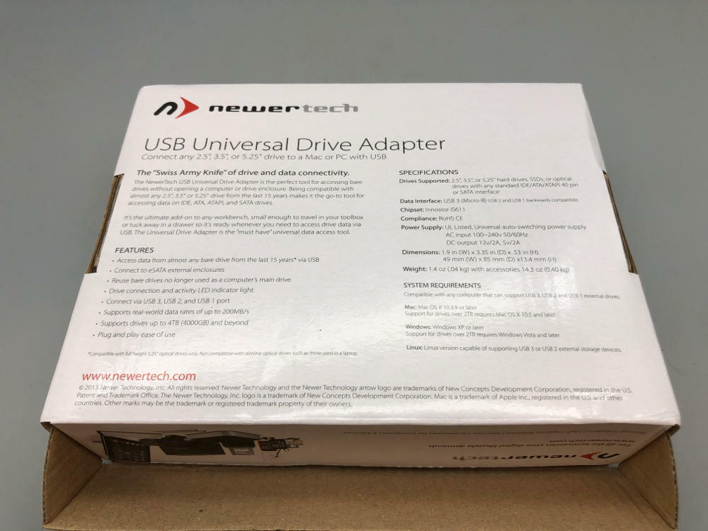 NewerTech USB 3.0 Universal Drive Adapter SB Bare Drive Adapter - New Open Box