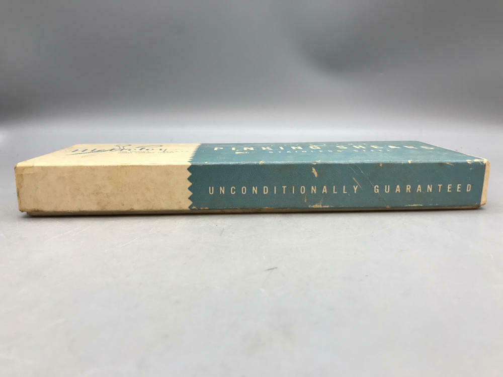 Vintage Metroloy Blue Handle Stainless Steel Pinking Shears - In Original Box - Good