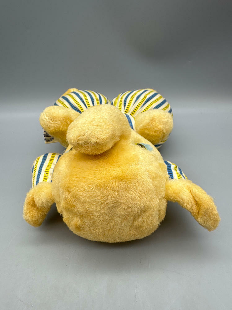 Vintage Knickerbocker Yellow and Blue Plush Elephant Toy - Made in Japan - Good