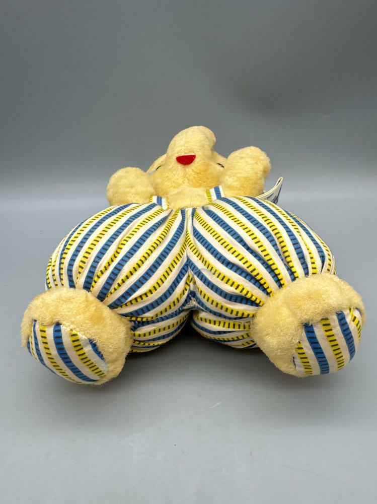Vintage Knickerbocker Yellow and Blue Plush Elephant Toy - Made in Japan - Good