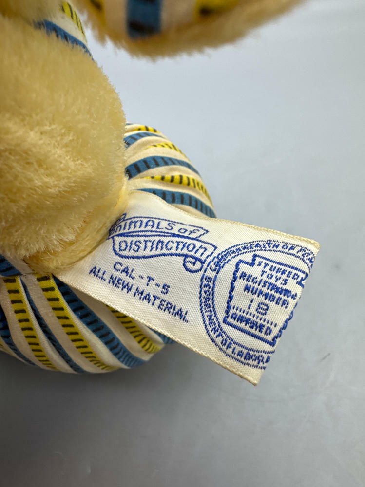 Vintage Knickerbocker Yellow and Blue Plush Elephant Toy - Made in Japan - Good