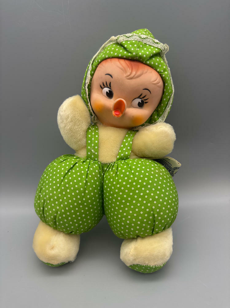 Vtg Knickerbocker Animals Distinction Plush Doll Rubber Face Duck Kewpie Japan - Good