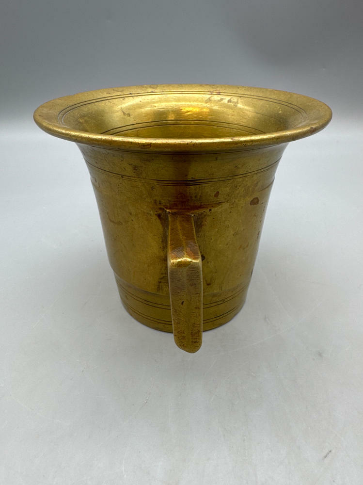 Vintage Brass Small Miniature Double Handled Mortar & Pestle - Collectible - Good