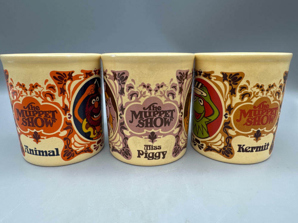 Set of 3 Muppets Mugs - Kermit the frog, Miss Piggy, and Animal - Collectibles - Good