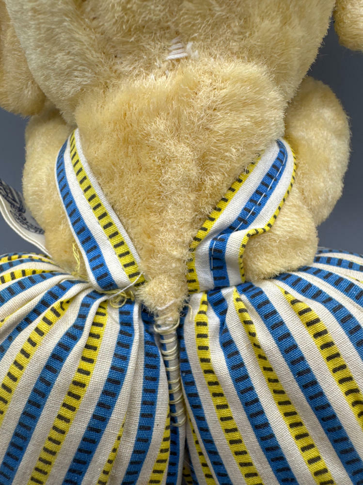 Vintage Knickerbocker Yellow and Blue Plush Elephant Toy - Made in Japan - Good