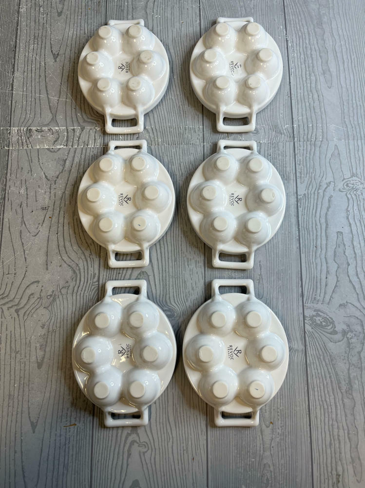 SIX Revol Escargot Plates White Ceramic Snail Conch Baking Trays Specialty Foods - Good