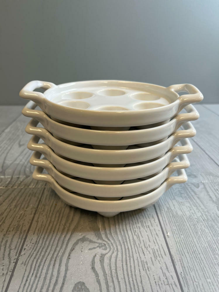 SIX Revol Escargot Plates White Ceramic Snail Conch Baking Trays Specialty Foods - Good