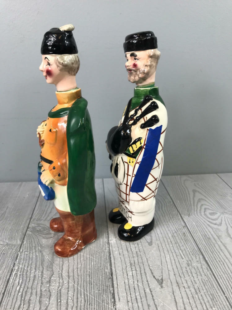 Vintage Ceramic Decanters "Swank Member of the Bar" Series Vodka & Scotch Models - Good