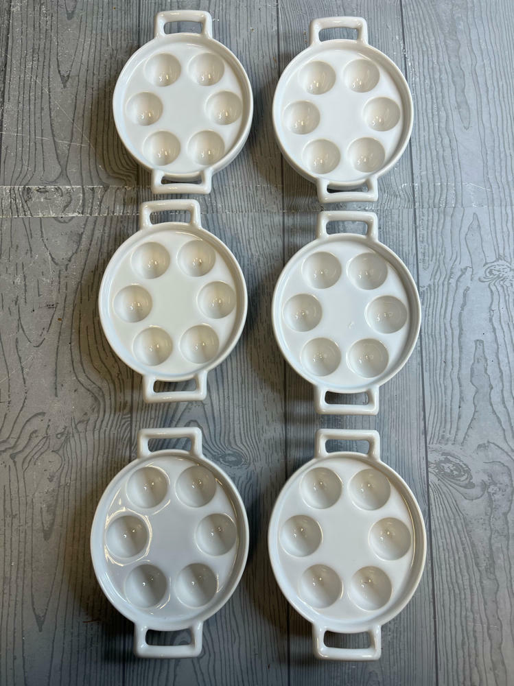 SIX Revol Escargot Plates White Ceramic Snail Conch Baking Trays Specialty Foods - Good