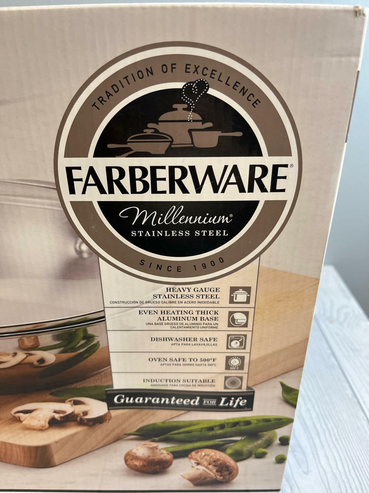 Farberware 12" Covered Everything Pan Millennium Stainless Heavy Gauge Oven Safe - Very Good