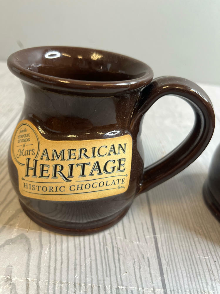 Set of TWO of Mars Historic Chocolate American Heritage Mugs Deneen Art Pottery - Good