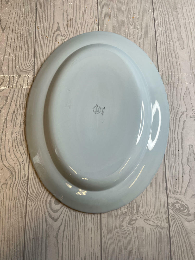 Wedgwood Queensware High Gloss Blue Serving Tray with White Floral Trim - Good