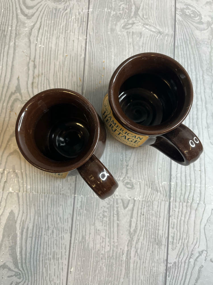 Set of TWO of Mars Historic Chocolate American Heritage Mugs Deneen Art Pottery - Good