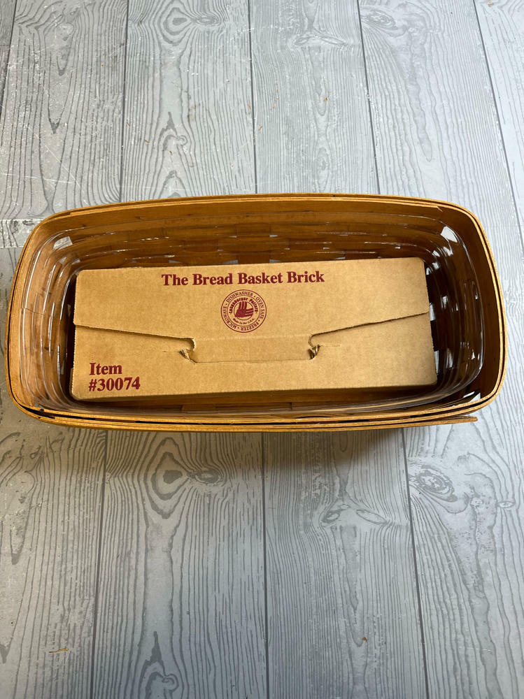Vintage Longaberger Woven Bread Basket with Heat Brick Warmer and Plastic Liner - Good
