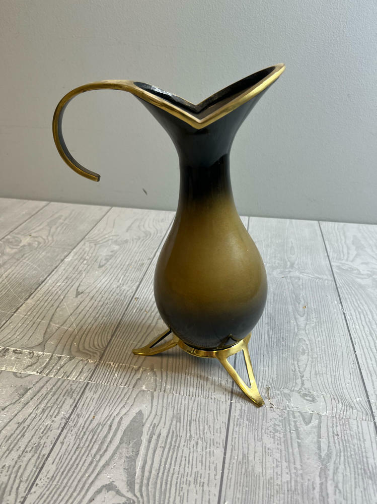 Vintage Pal Bell Brass Pitcher Mid-Century Modern Two-Tone Finish Israeli - Good