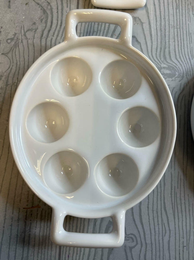 SIX Revol Escargot Plates White Ceramic Snail Conch Baking Trays Specialty Foods - Good