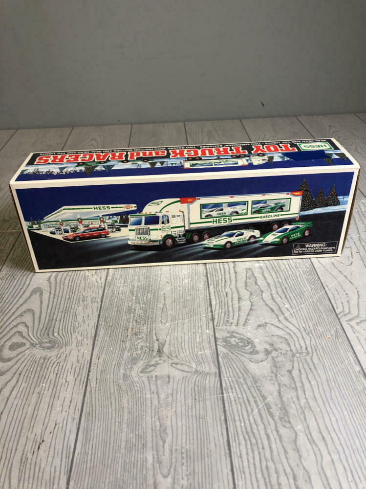1997 HESS GASOLINE TOY TRUCK AND RACERS PROMOTIONAL TOY - In Original Box - Like New