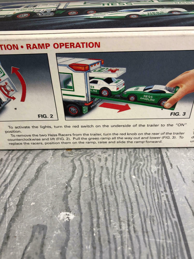 1997 HESS GASOLINE TOY TRUCK AND RACERS PROMOTIONAL TOY - In Original Box - Like New