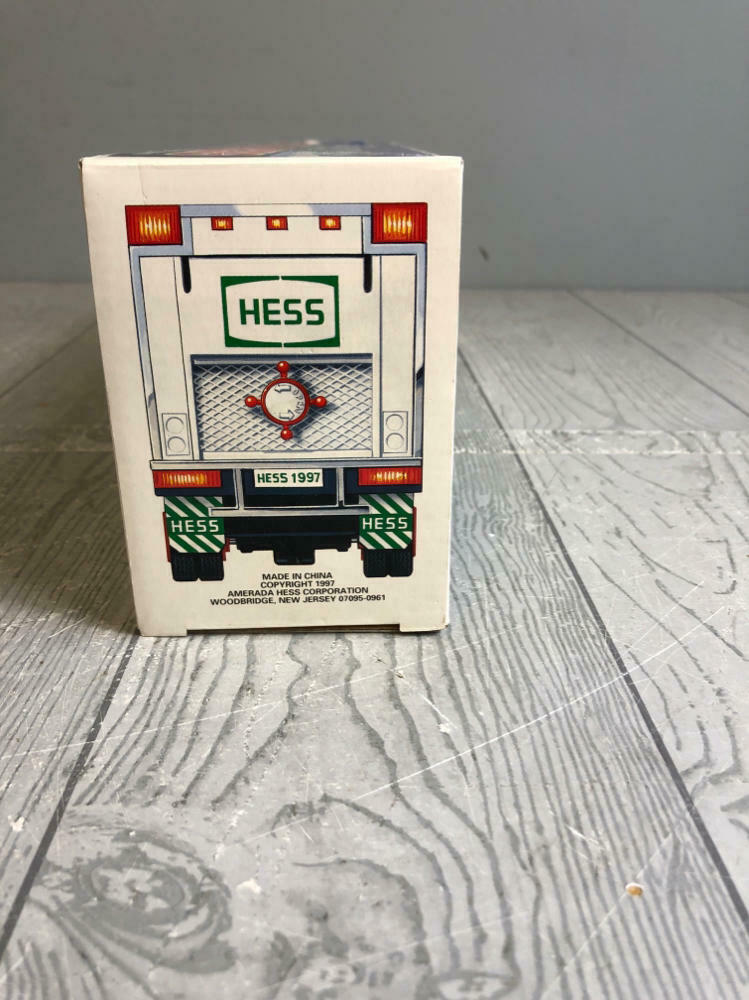 1997 HESS GASOLINE TOY TRUCK AND RACERS PROMOTIONAL TOY - In Original Box - Like New