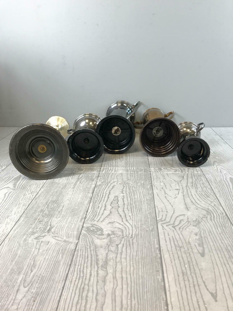 Collection of 5 Vintage Sports Trophies - Tennis, Golf, Horse Racing Trophies - Good