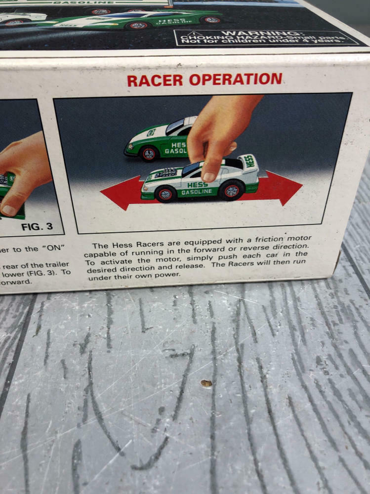 1997 HESS GASOLINE TOY TRUCK AND RACERS PROMOTIONAL TOY - In Original Box - Like New
