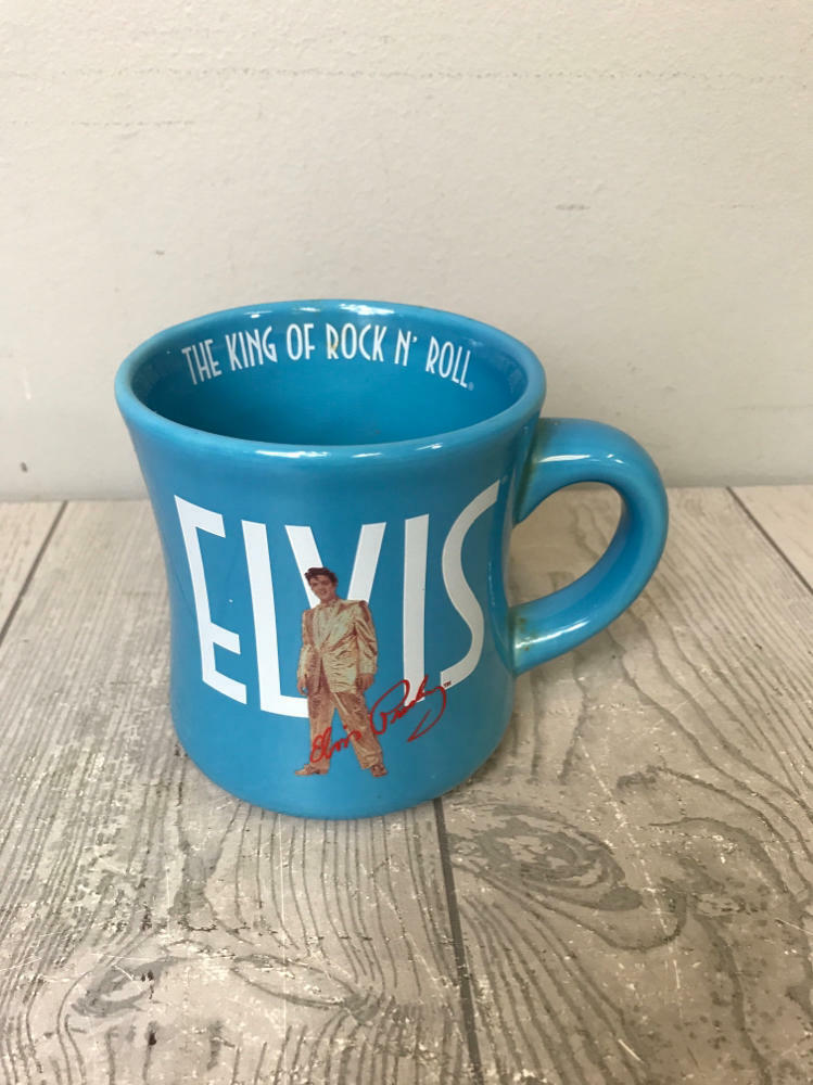 2006 Elvis Presley The King of Rock & Roll Signature Collectible Blue Mug W/ Box - Like New