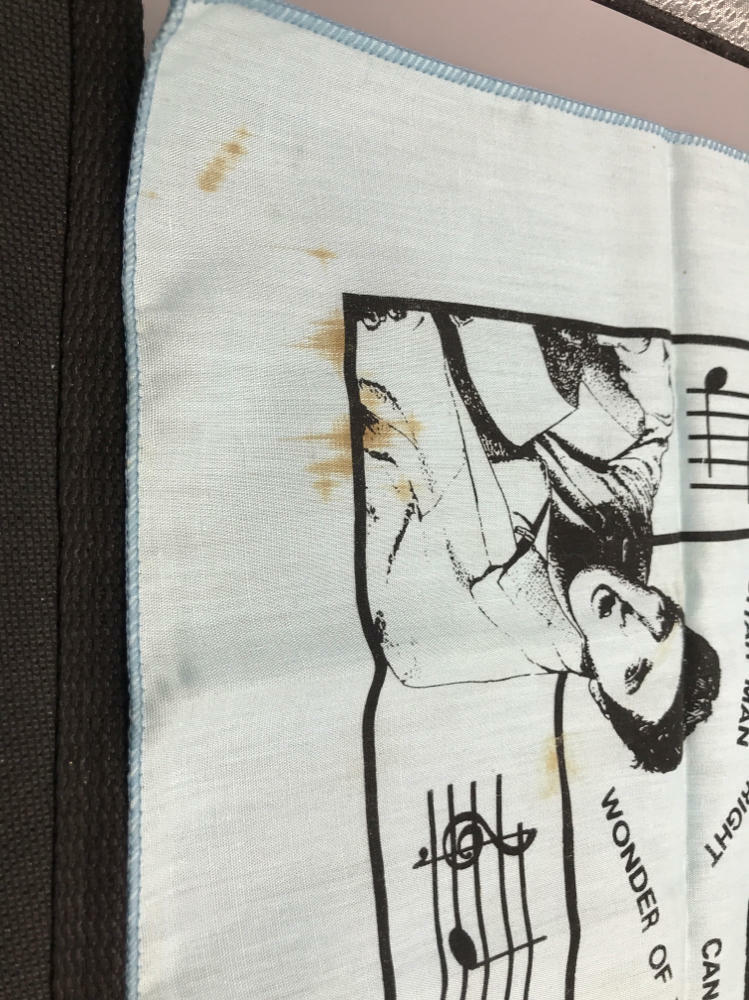 Vintage Elvis Presley Blue Memorial Bandanna / Handkerchief - Black and White - Good