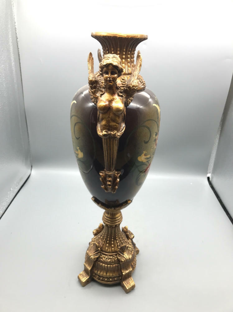 Vintage 19th Century French Louis XVI Style Ormolu - Hand Painted - 18" Tall - Good