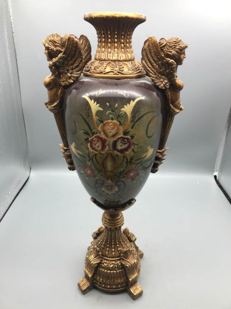 Vintage 19th Century French Louis XVI Style Ormolu - Hand Painted - 18" Tall - Good