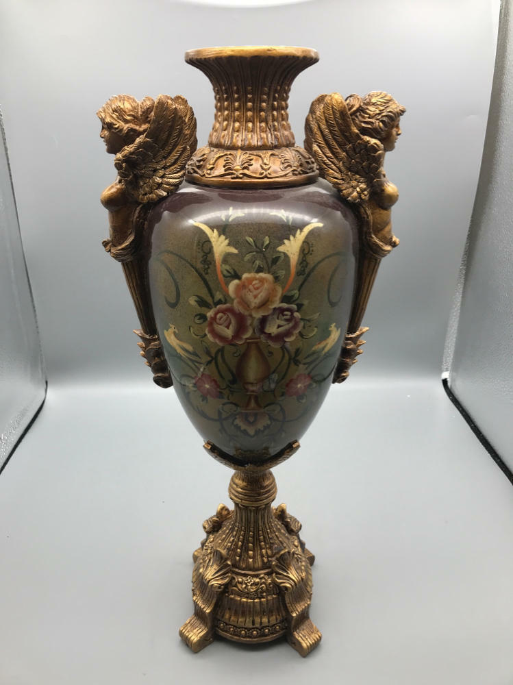 Vintage 19th Century French Louis XVI Style Ormolu - Hand Painted - 18" Tall - Good
