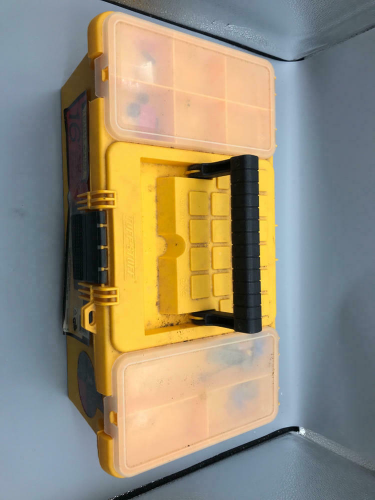 Multicolor Mixed Matched Lego Blocks and Pieces Building Toys in Yellow Tool Box - Good