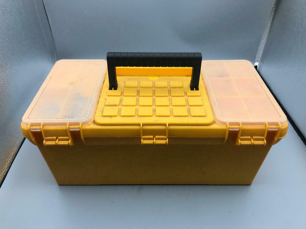 Multicolor Mixed Matched Lego Blocks and Pieces Building Toys in Yellow Tool Box - Good