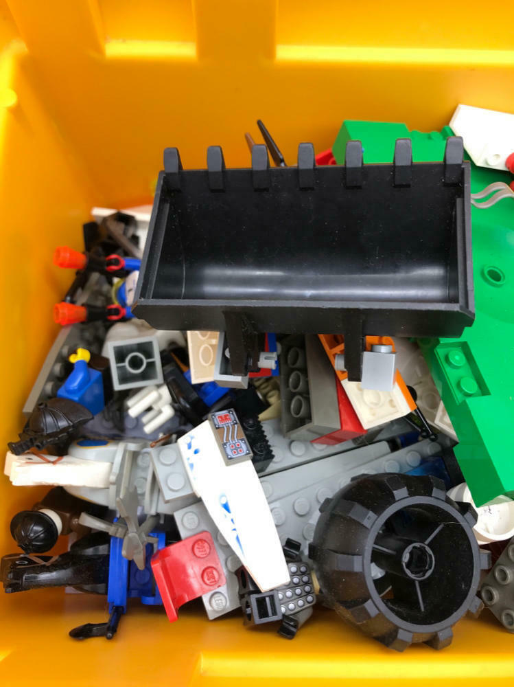Multicolor Mixed Matched Lego Blocks and Pieces Building Toys in Yellow Tool Box - Good