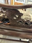 Antique Rosewood Color Chair Intricate Detail Carved Wood Marble Back
