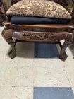 Antique Rosewood Color Chair Intricate Detail Carved Wood Marble Back