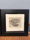 Pair of Cute Teapot and Teacup Drawings - Signed By Artist - Black Frames