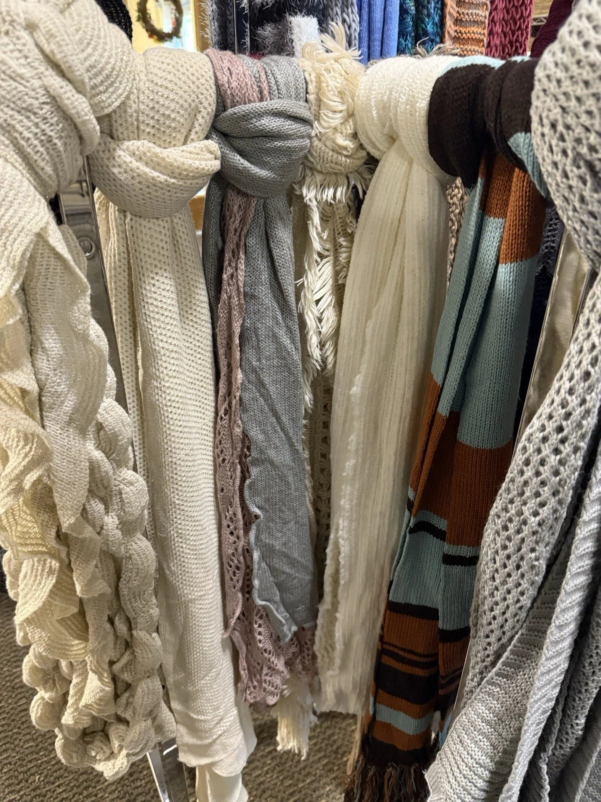 Lot of 25 NEW Winter Scarves Mixed Materials, Colors, & Sizes