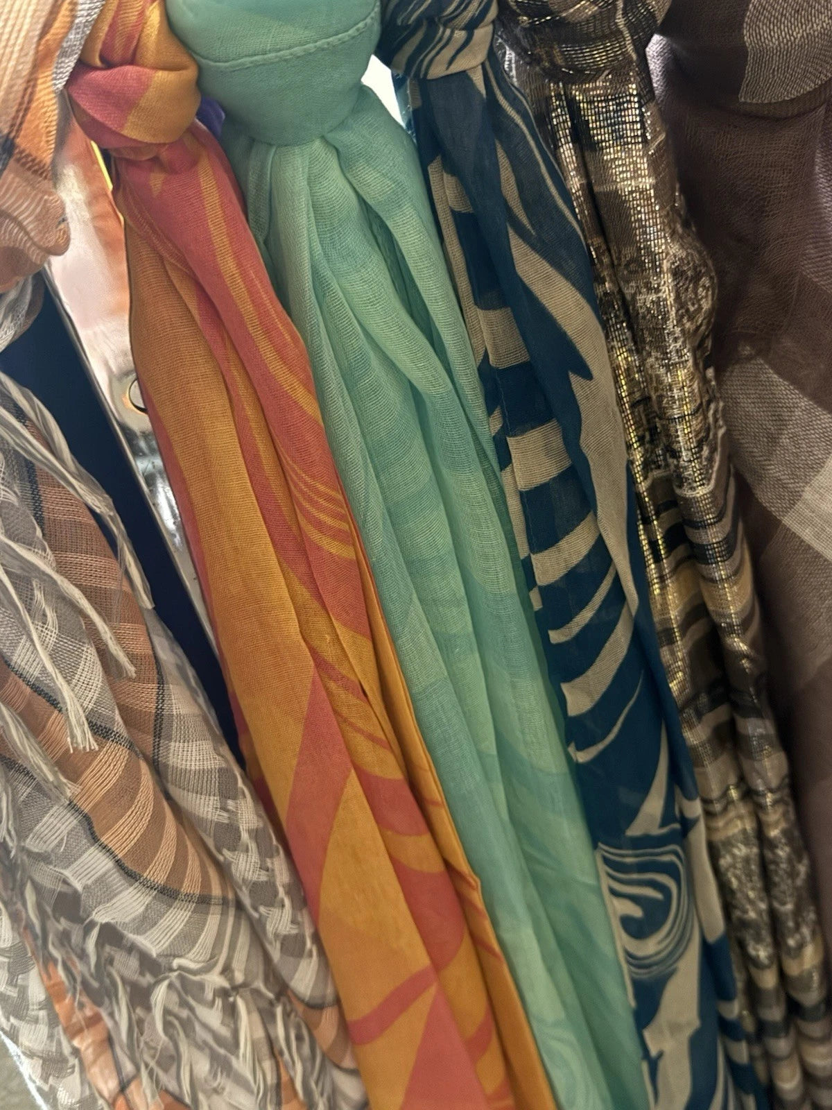 Lot of 25 NEW Scarves Mixed, Acetate, Polyester, Variety Colors & Sizes