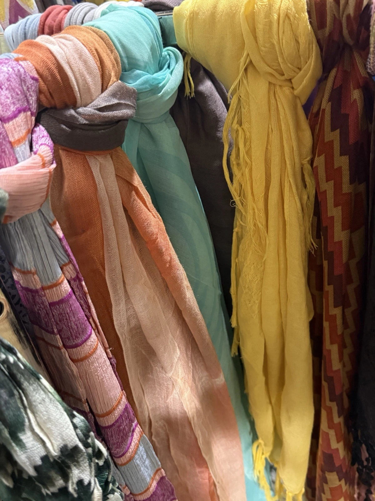 Lot of 25 NEW Scarves Mixed, Acetate, Polyester, Variety Colors & Sizes