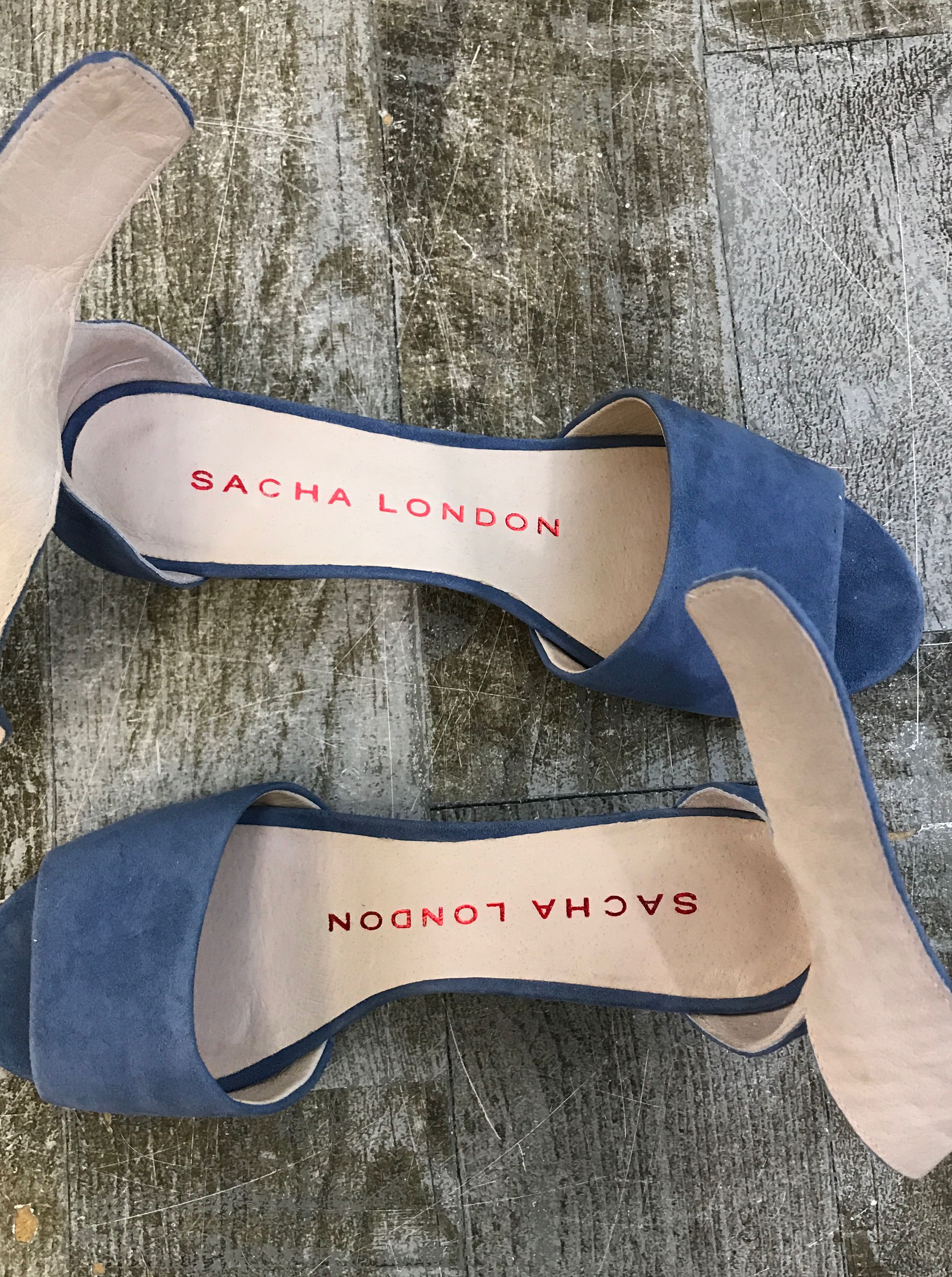 Sacha London Size 6.5 Valero Peep-Toe Wedge Denim Blue