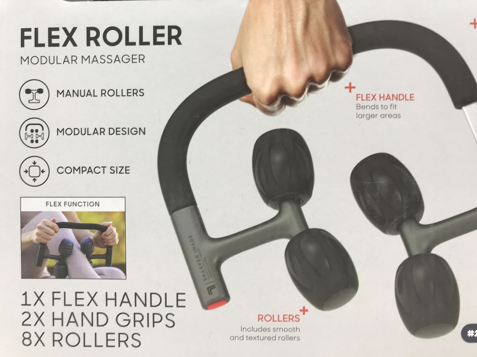 Sharper Image Black Rubber/Plastic Flex Roller Modular Massager