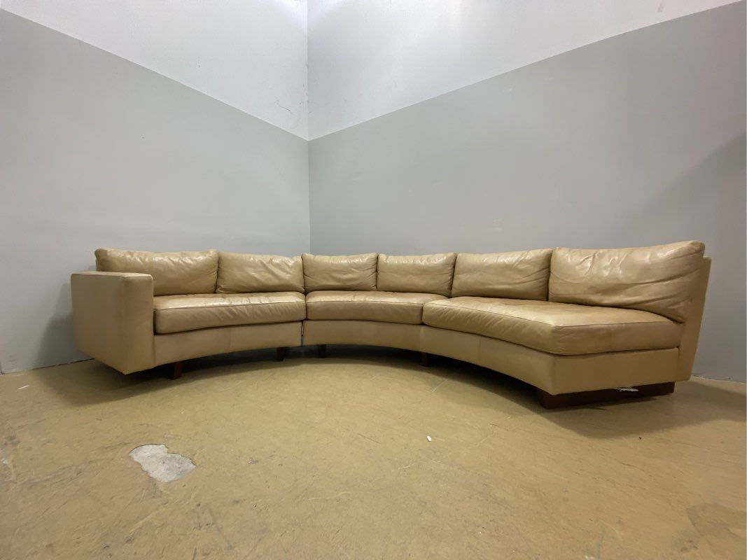 20th Century Robb & Stucky Interiors Leather Mid Century Sand Color Sectional