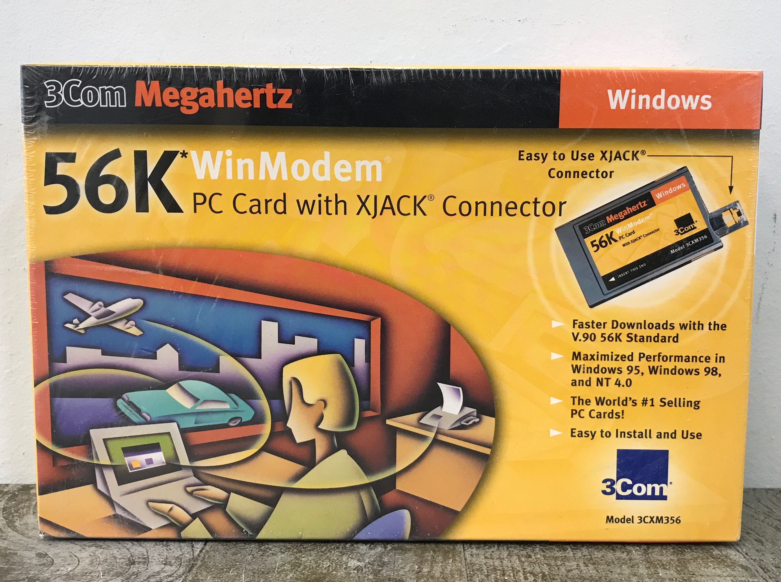 Windows 3com WinModem 56K PC Card with XJACK Connector