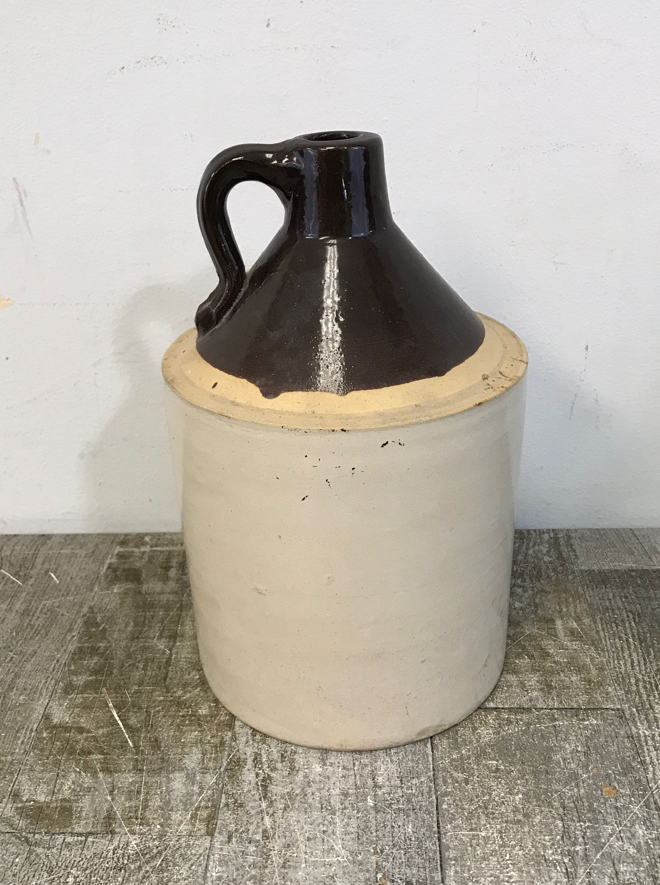 Antique Salt Glazed Stoneware Crock Jug With Handle