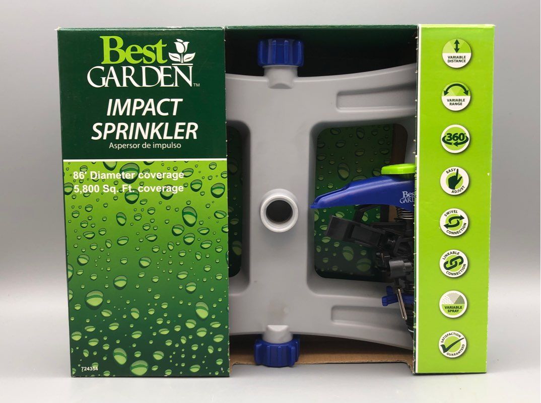 Best Garden Poly Sled Impulse Sprinkler Blue & Gray - New In Box