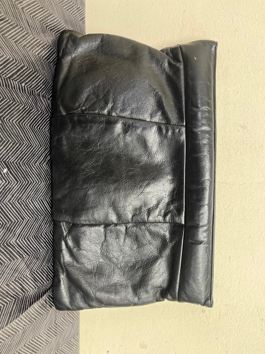 Karen New York Aged Leather Black Rectangular 15" Bubble Clutch