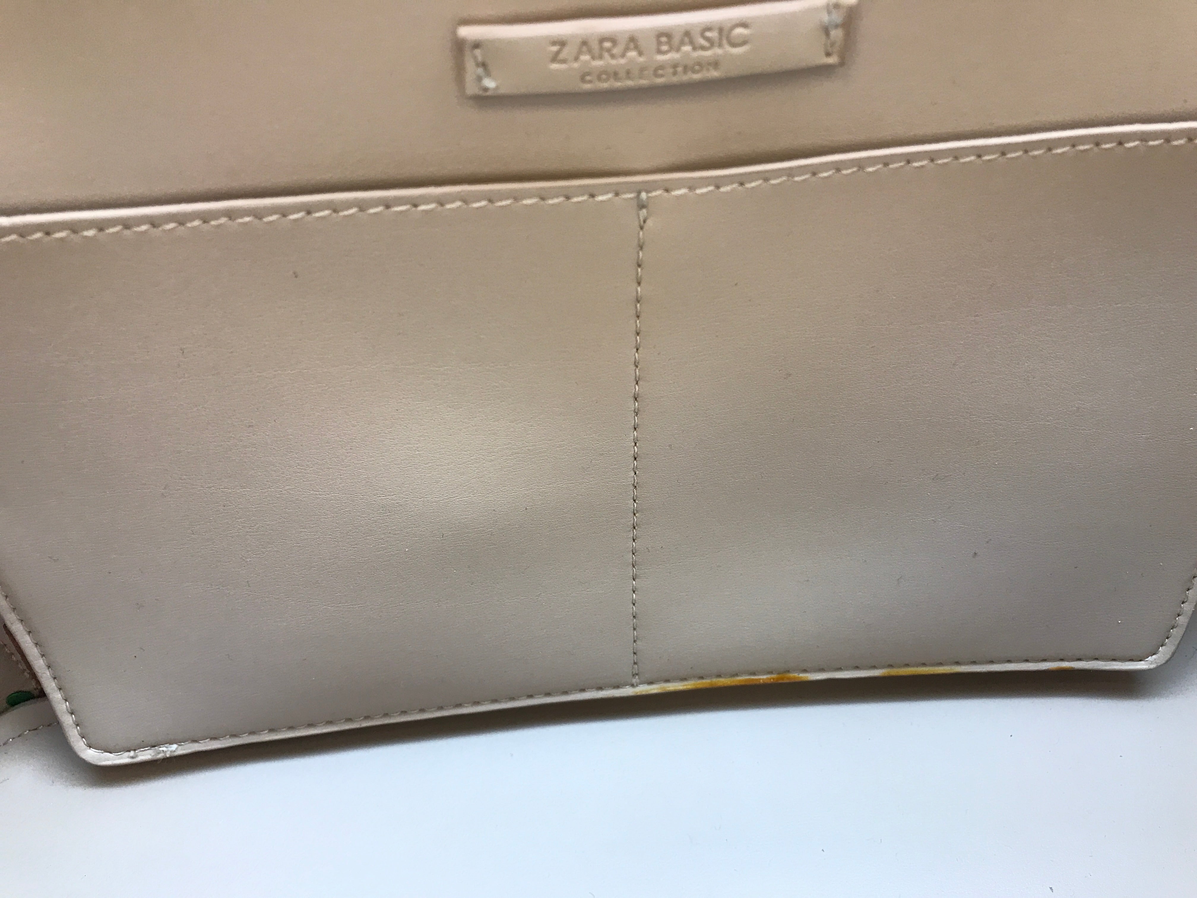 Zara Basic Collection Beige Vinyl 15" x 10.5" Work Bag Tote
