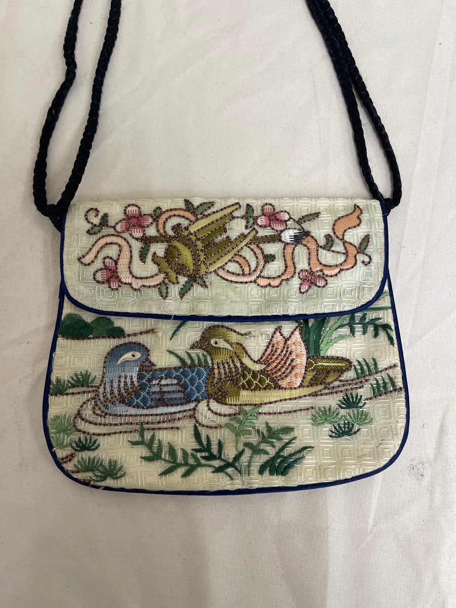 Chinese Ducks Embroidered Envelope Flap Cross Body Fashion Purse Bag