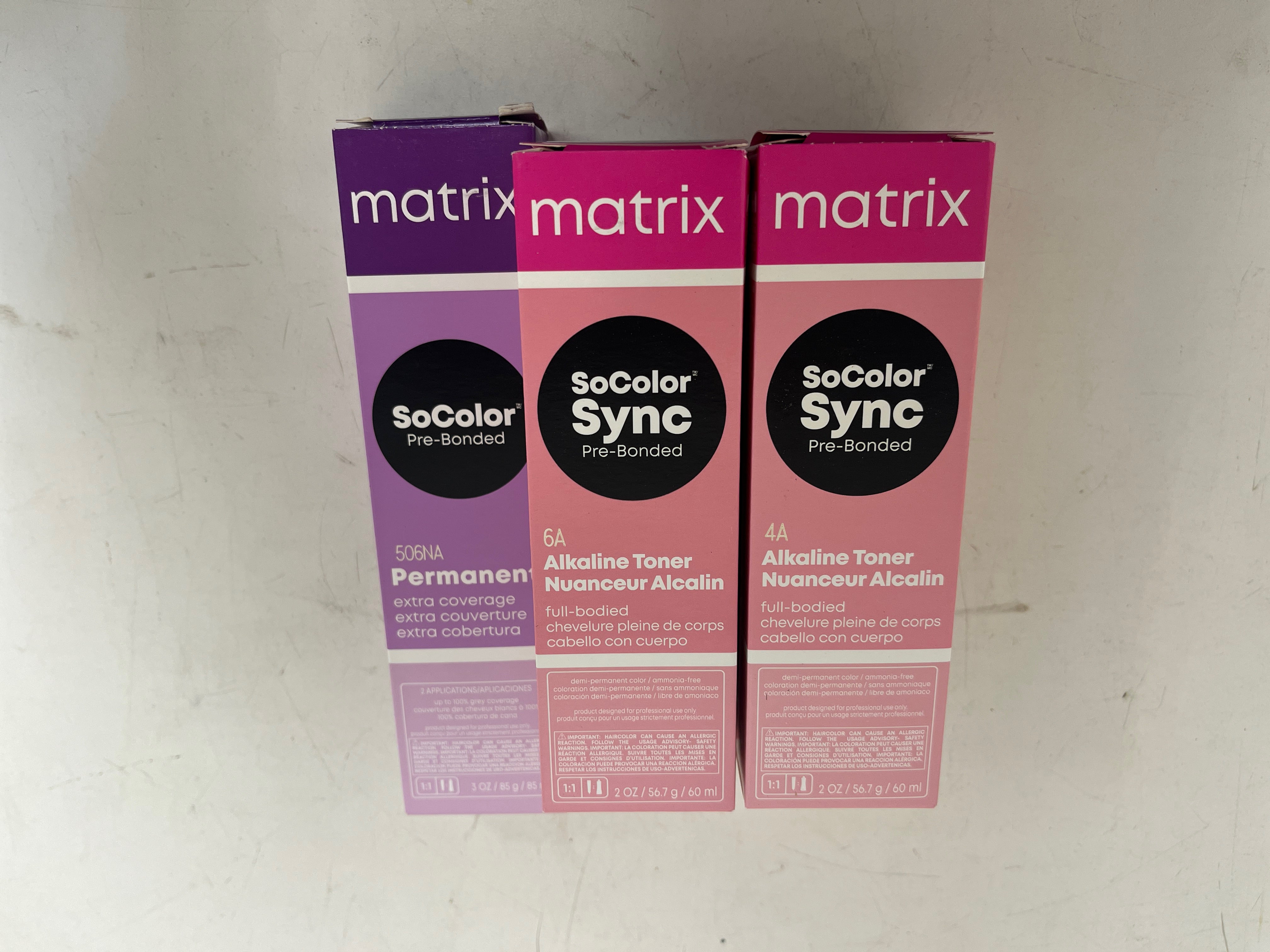 Lot Of 5 Matrix Socolor Prebonded Permanent Color & Alkaline Toner 6a, 4a, 506na