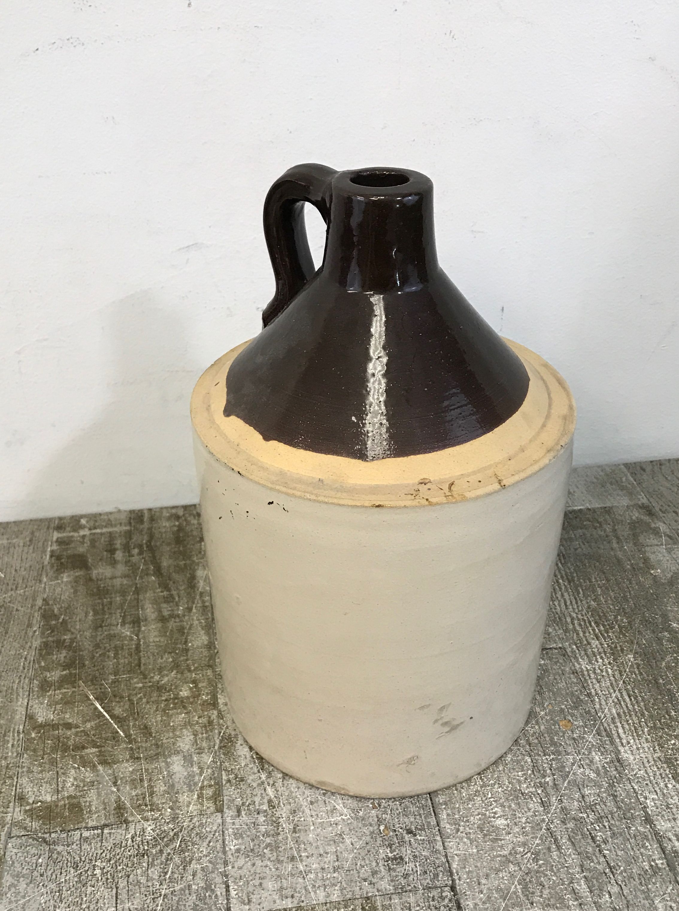 Antique Salt Glazed Stoneware Crock Jug With Handle